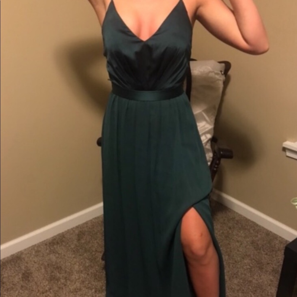 David’s bridal Vera Wang Forrest Green Bridesmaid